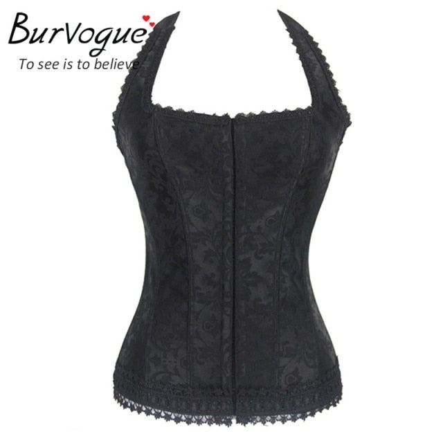 Burvogue shaper woman corset black red lace bustier tops with