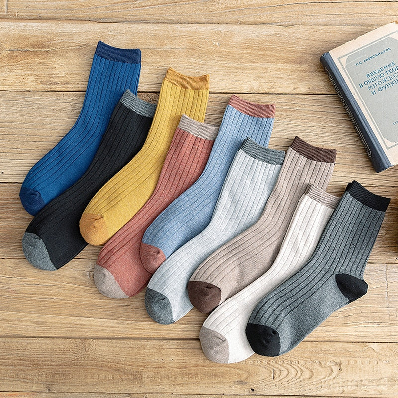 9 Colors Socks for men cotton harajuku male casual solid color sock autumn winter man warm socks unisex sox meias