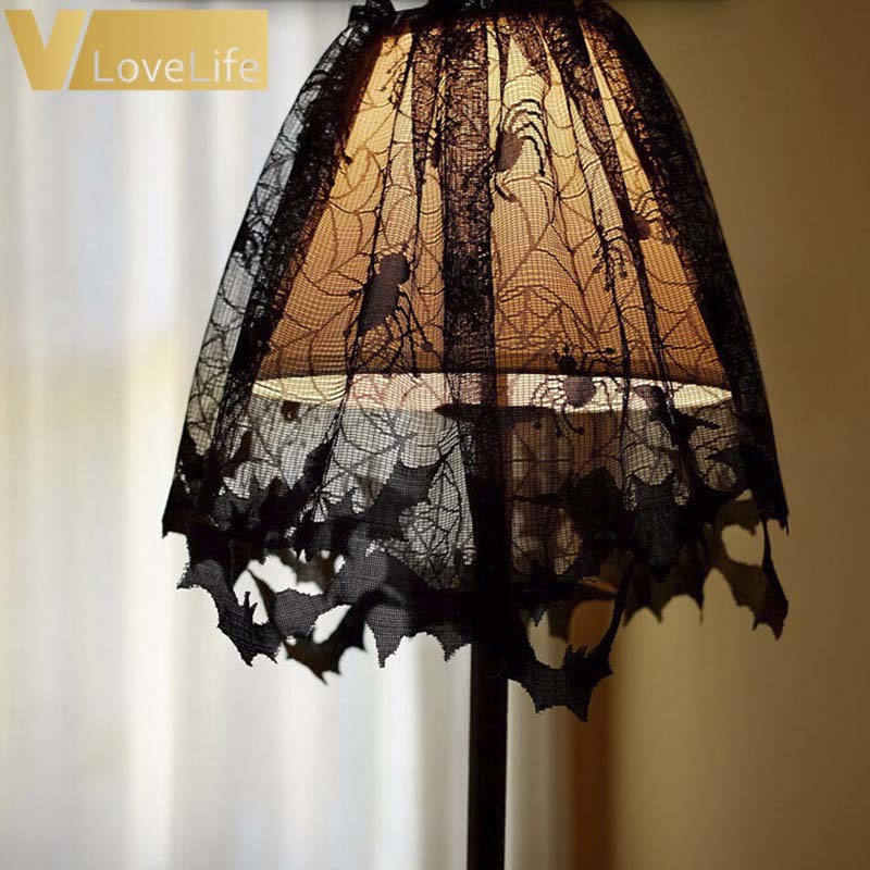 Lamp Shades Black Lace Spider Web Topper Decorations For Home ornaments