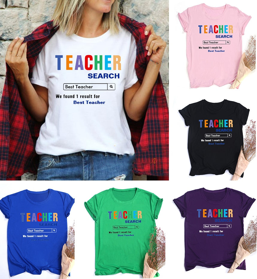 Teach Love Best teacher ever Women T-shirt Harajuku Aesthetic Graphic Tees Casual T Shirts Vintage Slogan Tops Gift Clothing