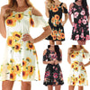 Women's Floral Printing Skirt Off Shoulder Short Sleeve O-Neck  Dress