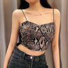 new sexy wind sexy snake print short  bustier top thin belt vest 2021 summer new club wild fashion belly squeeze short sling