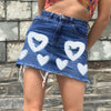 Y2K Harajuku summer High Waist Denim Skirt A Line Heart Print Mini Skirts Aesthetic Casual  Cute Korean fashion  Denim Skirt