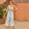 015-TRAF Summer Women's pants Floral Print Bandage Wide Leg Trousers High Waist Pants Streetwear Ladies Clothes Casual Fashion