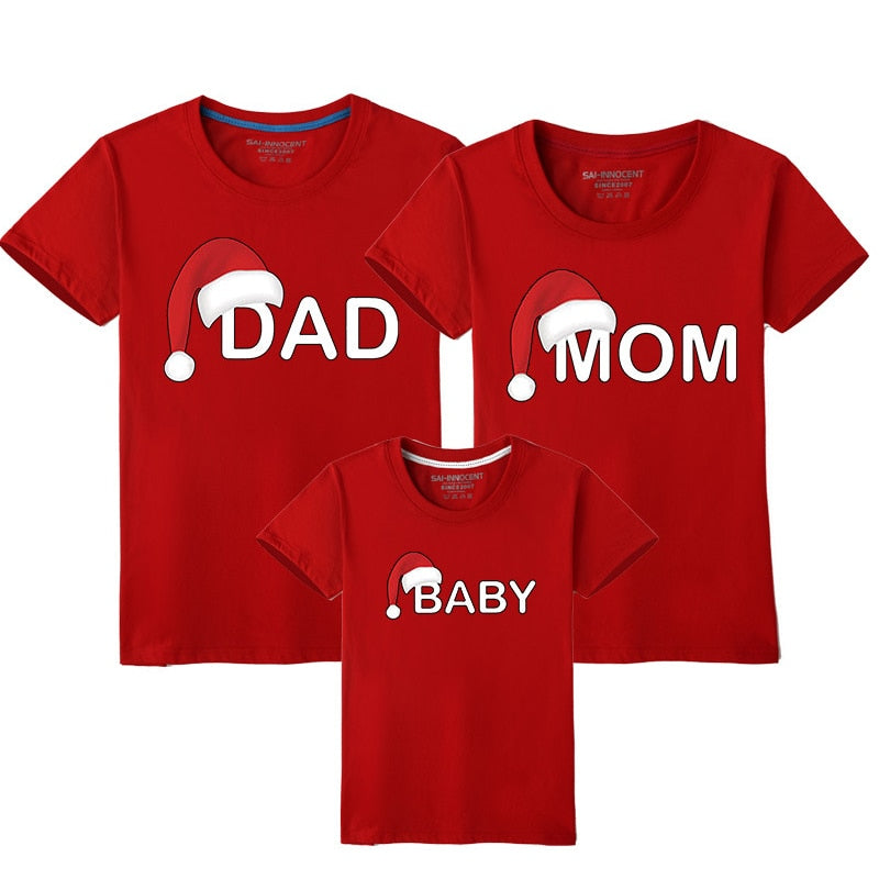 Christmas Dad Mom Baby T-Shirt Mother Daughter Father Son Look Clothes Mommy and Me Shirt Matching Family Outfits
