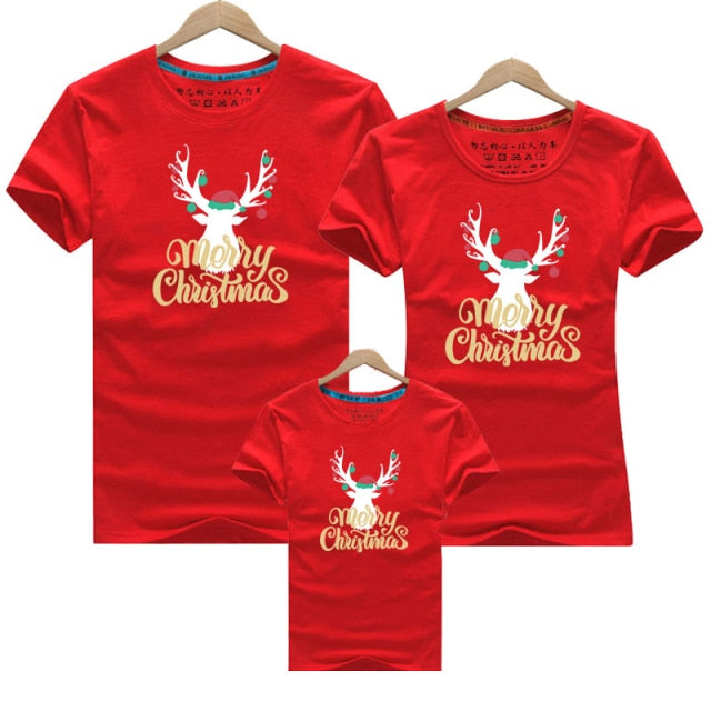 Christmas Dad Mom Baby T-Shirt Mother Daughter Father Son Look Clothes Mommy and Me Shirt Matching Family Outfits