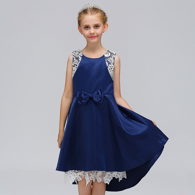 2020 Summer Kids Girls Princess Dress Sleeveless Girl Lace Dresses Blue Pink Birthday Party Dress Children Clothing 2-10T
