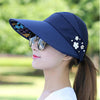 YLWHJ Brand Women Summer Sun Hats Pearl Packable Sun Visor Hat With Big Heads Wide Brim Beach Hat UV Protection Cap Female