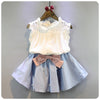 2-8 Years Kids Clothes for Girls The Bow Skirt and Lace Top Summer Suit Korean Style Children's Clothing Sets Baby Toddler Set