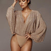 Sibybo Deep V-Neck Patchwork Sexy Bodysuit Women Fashion Long Sleeve Loose Women Rompers Spring Casual Bodysuit Jumpsuit 2019