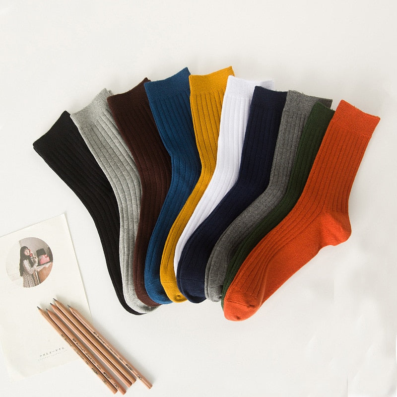 Socks for men cotton solid color crew sock Unisex male mark formelle socks spring summer man casual socks meias wholesale 2019